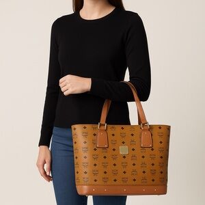 Vintage MCM Visetos Cognac Tote Bag | Serial B8825 | Structured Base | Authentic